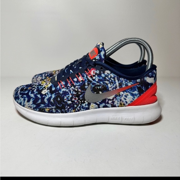 Nike Free Womens Running Shoes Size 6.5 RN 849810-406 Blue Mesh Trail 21 Box 7 - Picture 1 of 8